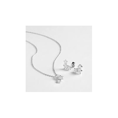 Collar y Pendientes Luxenter Estrellas Plata De Ley Con Circonitas Ref: SETWEB1900