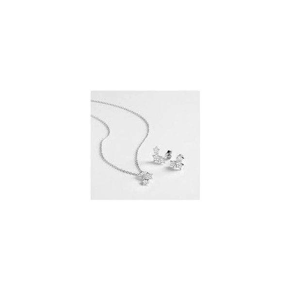 Collar y Pendientes Luxenter Estrellas Plata De Ley Con Circonitas Ref: SETWEB1900