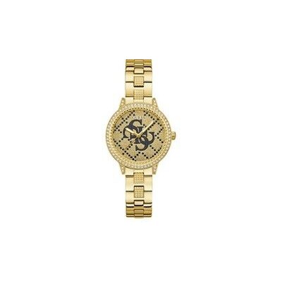 Reloj Guess Lace Mujer Acero IP Dorado Esfera Logotipo Negro Quattro G 34mm Ref: GW0944L2
