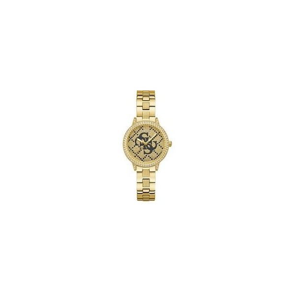 Reloj Guess Lace Mujer Acero IP Dorado Esfera Logotipo Negro Quattro G 34mm Ref: GW0944L2