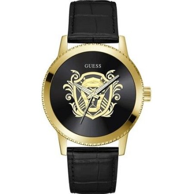 Reloj Guess Monarch Caballero Piel Negro Acero Dorado 44mm Ref: GW0566G1