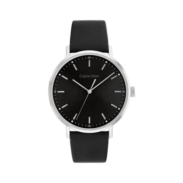 Reloj Calvin Klein Caballero Modern Piel Negra Esfera Negra Tornasolada 42mm Ref: 25200050