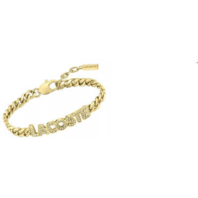 Pulsera Lacoste Script Caballero Acero Dorado Con Circonitas Ref: 2040063