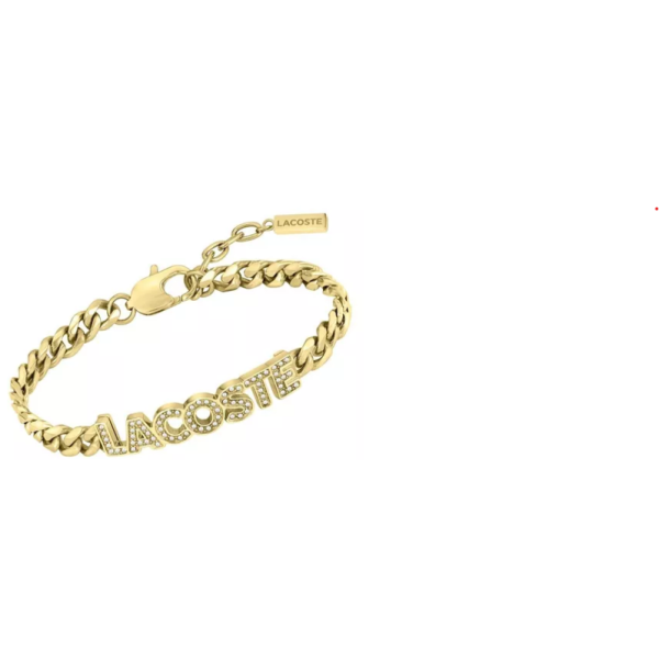 Pulsera Lacoste Script Caballero Acero Dorado Con Circonitas Ref: 2040063