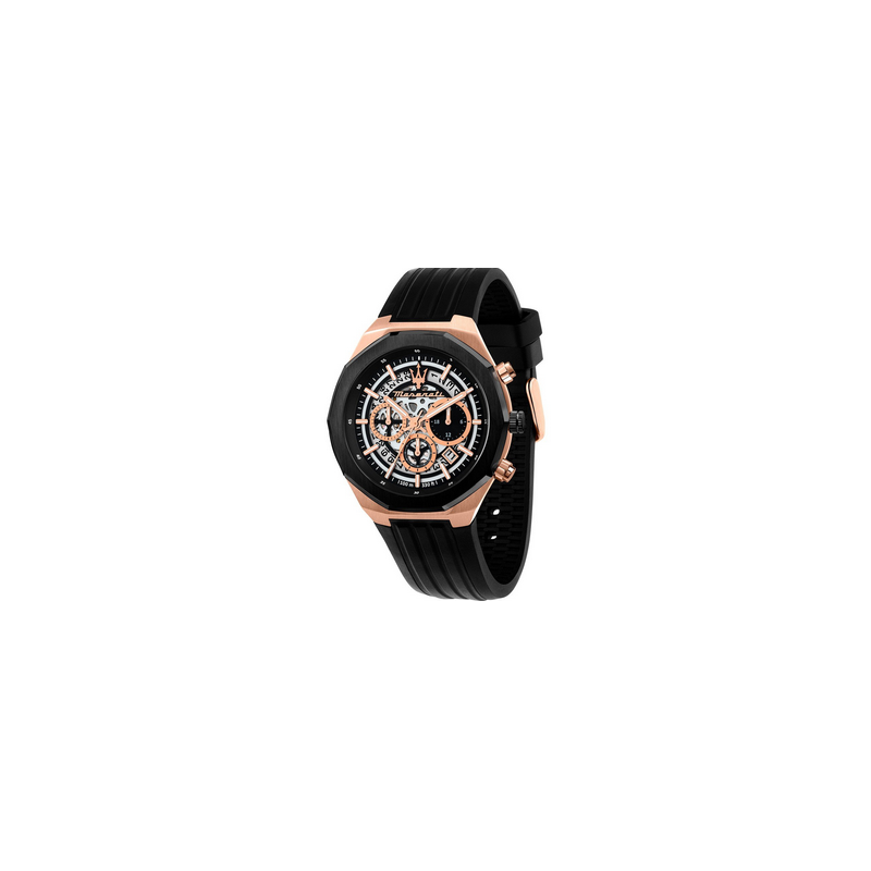 Reloj Maserati Stile Caballero Correa Caucho Cronógafo Movimiento Cuarzo 45mm Ref: R8871642003 Reloj Maserati Stile Caballero Correa Caucho Cronógafo Movimiento Cuarzo 45mm Ref: R8871642003