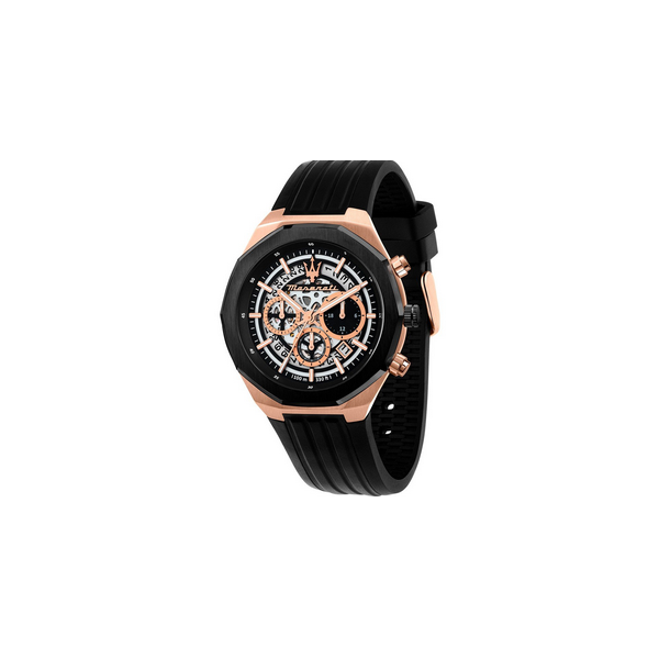 Reloj Maserati Stile Caballero Correa Caucho Cronógafo Movimiento Cuarzo 45mm Ref: R8871642003