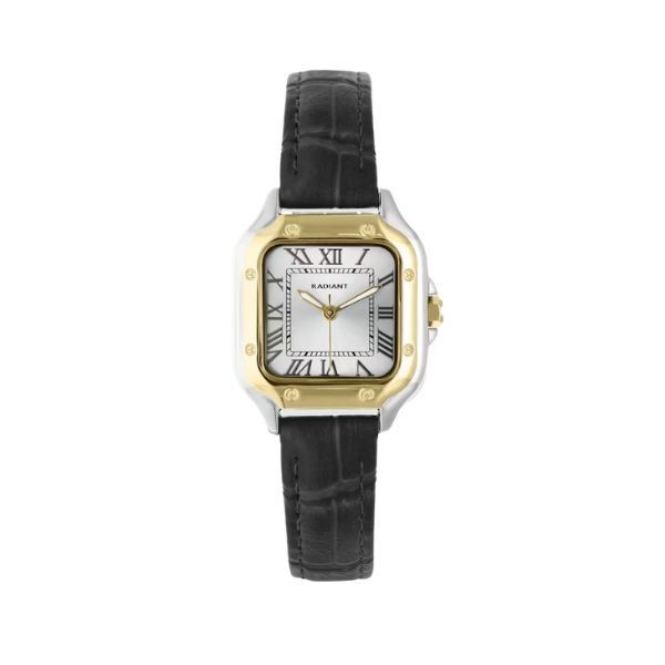 Reloj Radiant Mujer Chris Her Negro/Dorado Piel Negra Cuadrado 35mm Ref: RA661210