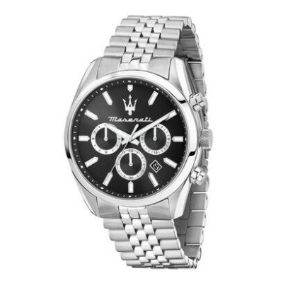 Reloj Maserati Caballero Attrazzione Acero Esfera Negra Cronógrafo 43mm Ref: R8853151022