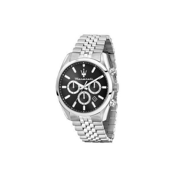 Reloj Maserati Caballero Attrazzione Acero Esfera Negra Cronógrafo 43mm Ref: R8853151022