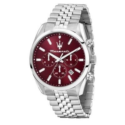 Reloj Maserati Caballero Attrazzione Acero Esfera Granate Cronógrafo 43mm Ref: R8853151024