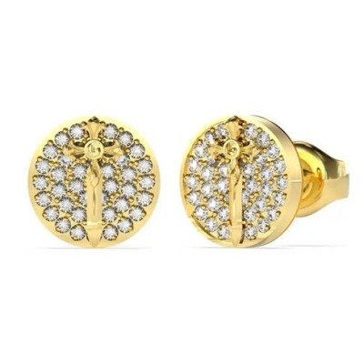 Pendientes Guess Caballero Rebel Knight Acero Ip Dorado Con Circonitas Ref: JUME05082JWYGT-U