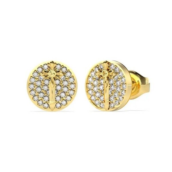 Pendientes Guess Caballero Rebel Knight Acero Ip Dorado Con Circonitas Ref: JUME05082JWYGT-U