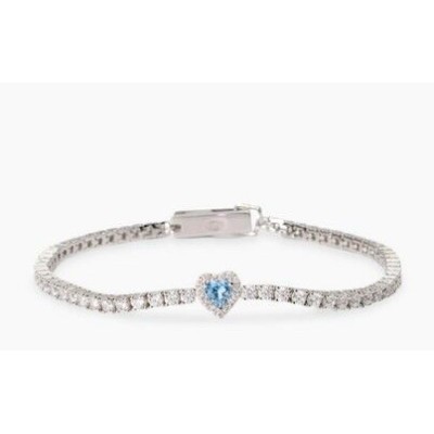 Pulsera Mabina Mujer Love Affair Circonitas Blancas Corazón Aguamarina Sintética Plata De Ley Ref: 534107-16
