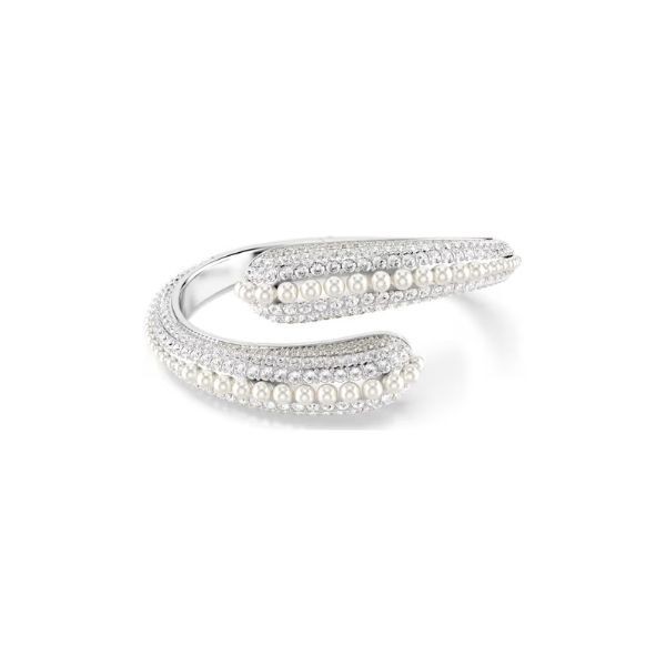 Brazalete Swarovski Mujer Sublima Perla De Cristal Talla Redonda Blanco Baño De Rodio Ref: 5700924