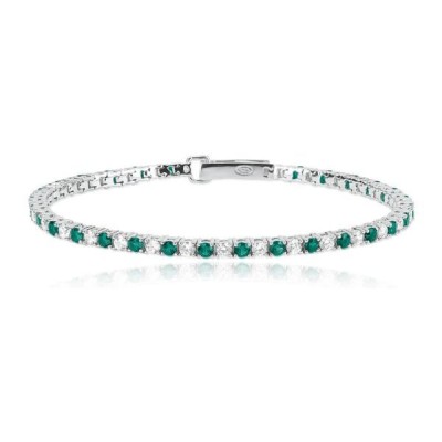 Pulsera Mabina Tennis Con Esmeraldas Sintéticas Plata De Ley Ref. 533458-M