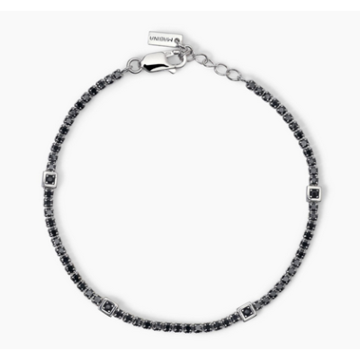 Pulsera Mabina Uomo Caballero Circonitas Negras Con Inserciones Cuadradas Onyx Ref: 533821