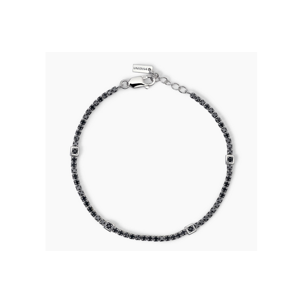 Pulsera Mabina Uomo Caballero Circonitas Negras Con Inserciones Cuadradas Onyx Ref: 533821