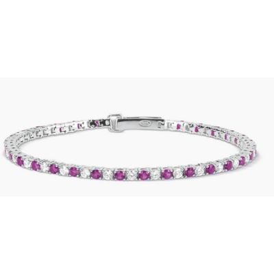 Pulsera Mabina Mujer Tennis Club Rubí Sintético y Circonitas Blancas Plata De Ley Ref: 533457-17