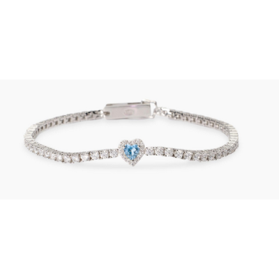 Pulsera Mabina Mujer Love Affair Circonitas Aguamarina Sintetica Plata De Ley Ref: 534107-18