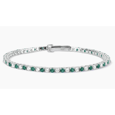 Pulsera Mabina Mujer Tennis Con Esmeraldas Sintéticas Plata De Ley Ref. 533458-S