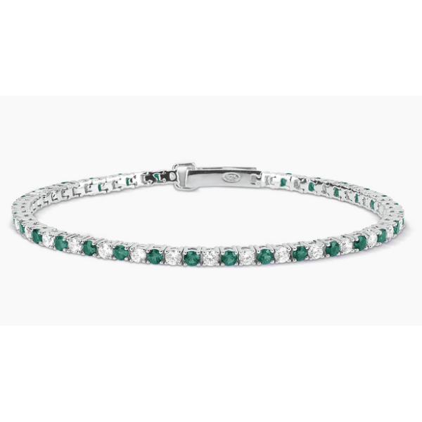Pulsera Mabina Mujer Tennis Con Esmeraldas Sintéticas Plata De Ley Ref. 533458-S