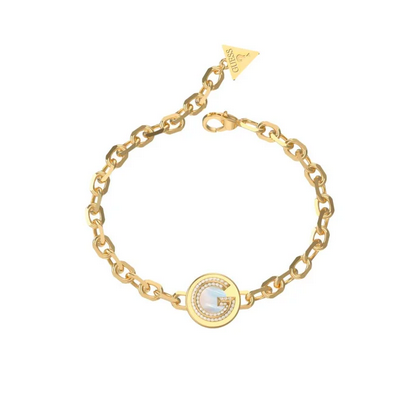 Pulsera Guess Mujer G Crystal Acero Dorado Ref: JUBB05438JWYGS