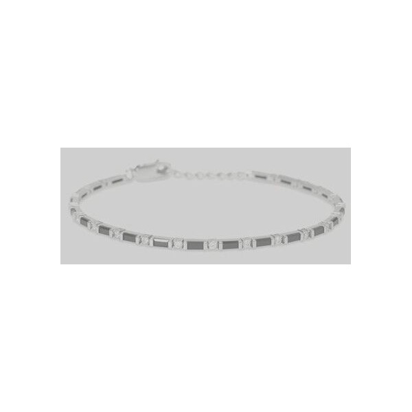 Pulsera Mabina Uomo Trainspotting Caballero Circonitas Blancas y Negras Plata De Ley Ref: 534088