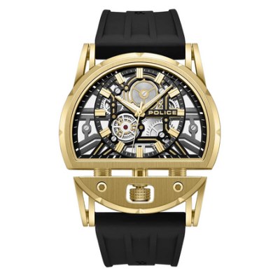 Reloj Police Caballero Daintree 2.0 Caucho Negro Acero IP Dorado 46mm Ref: PEWGM0081508