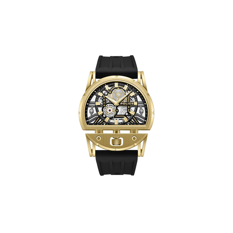Reloj Police Caballero Daintree 2.0 Caucho Negro Acero IP Dorado 46mm Ref: PEWGM0081508 Reloj Police Caballero Daintree 2.0 Caucho Negro Acero IP Dorado 46mm Ref: PEWGM0081508