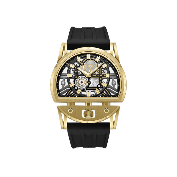 Reloj Police Caballero Daintree 2.0 Caucho Negro Acero IP Dorado 46mm Ref: PEWGM0081508