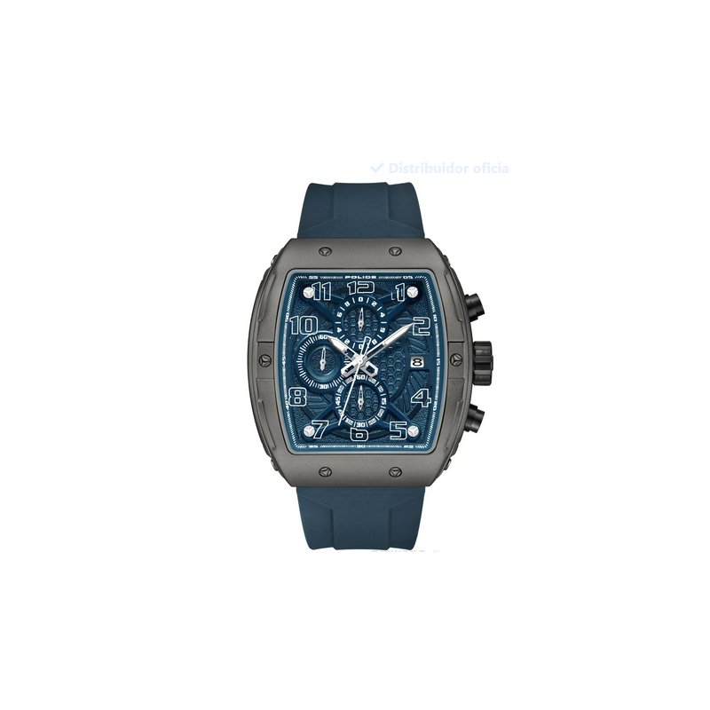 Reloj Police Caballero Coswig Caucho Azul Marino Rectangular Cronógrafo 45mm Ref: PEWGO0063102 Reloj Police Caballero Coswig Caucho Azul Marino Rectangular Cronógrafo 45mm Ref: PEWGO0063102
