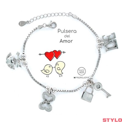 Colección Eres Lo Más Pulsera Eres Lo Mas Amor Cadena Veneciana Rodiada Con Colgantes Ref: 9101777