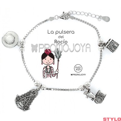 Colección Eres Lo Más Rocío pulsera cadena veneciana rodiada con colgantes Ref: 9103049