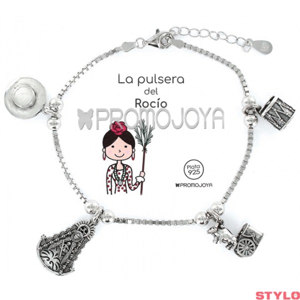 Colección Eres Lo Más Rocío pulsera cadena veneciana rodiada con colgantes Ref: 9103049