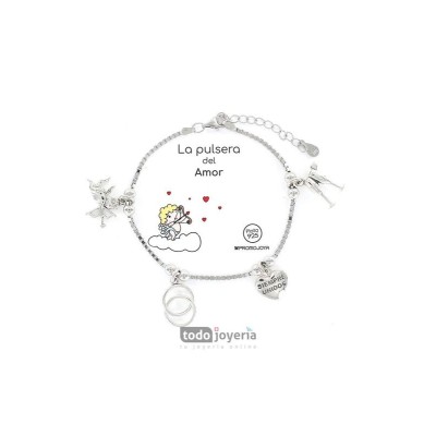 Colección Eres Lo Más Pulsera Eres Lo Mas Amor Cupido Cadena Veneciana Rodiada Con Colgantes Ref: 9105671