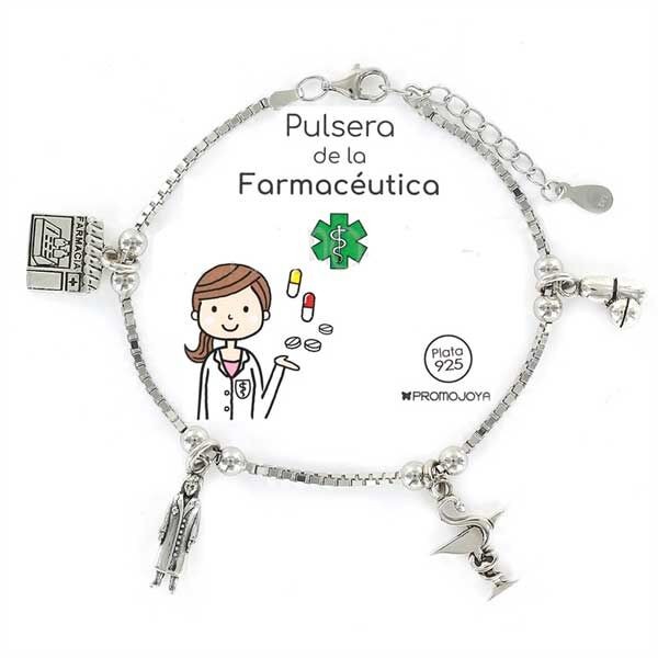 Colección Eres Lo Más Farmaceútica pulsera cadena veneciana rodiada con colgantes Ref: 9105404
