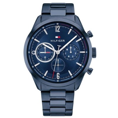 Reloj Tommy Hilfiger Caballero Bank Acero Ip Azul Multifunción 44mm Ref: 1791945