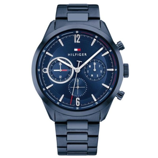 Reloj Tommy Hilfiger Caballero Bank Acero Ip Azul Multifunción 44mm Ref: 1791945