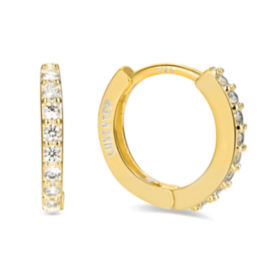 Pendientes Luxenter Valarys Plata De Ley Con Circonitas Blancas 14mm Acabado En Dorado Ref. EG097Y0000