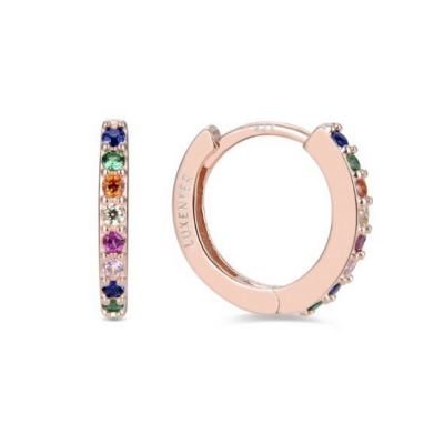 Pendientes De Aro Luxenter Valarys Plata De Ley 925 Y Circonita Multicolor y Baño De Oro Rosa 18K Ref: EG097Y200