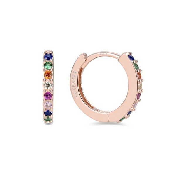 Pendientes De Aro Luxenter Valarys Plata De Ley 925 Y Circonita Multicolor y Baño De Oro Rosa 18K Ref: EG097Y200
