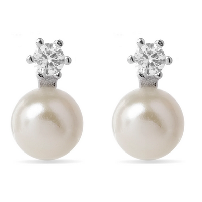 Pendientes Luxenter Essential Perla y Circonita Blanca Plata De Ley Ref: EV00911400