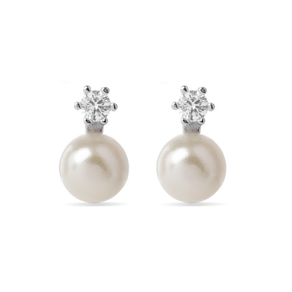 Pendientes Luxenter Essential Perla y Circonita Blanca Plata De Ley Ref: EV00911400