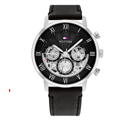 Reloj Tommy Hilfiger Caballero Legend Piel Esfera Negra Multifunción 44mm Ref: 1710565