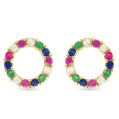 Pendientes Luxenter Machi Plata De Ley 925 Con Circonita Multicolor Acabados En Oro Amarillo De 18K Ref: EH023Y2000