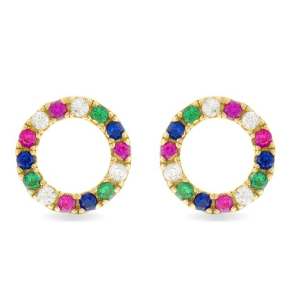 Pendientes Luxenter Machi Plata De Ley 925 Con Circonita Multicolor Acabados En Oro Amarillo De 18K Ref: EH023Y2000