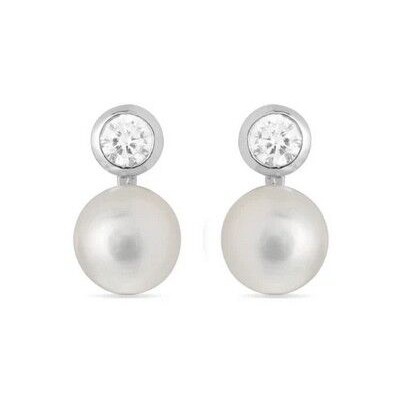 Pendiente Luxenter Essential Perla Blanca Plata De Ley Acabados En Rodio Ref: EV00111400