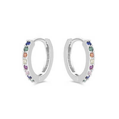 Aros Luxenter Valarys Circonitas Multicolor 14mm Plata De Ley Acabados En Rodio Ref: EG097200