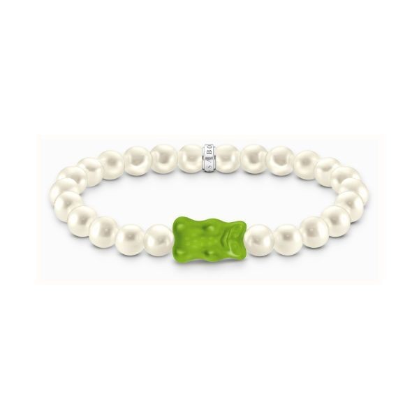Pulsera Thomas Sabo Mujer Perlas Plata Con Osito Verde Haribo Ref: A2154-017-6-L17