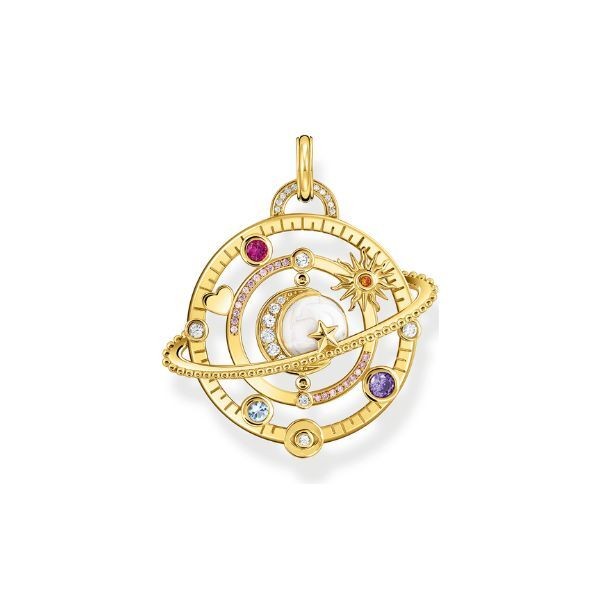 Colgante Thomas Sabo Mujer Baño En Oro Con Anillo Planetario y Piedras De Colores Ref: PE953-776-7